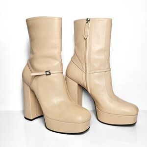 Gucci Skin Rose 627992 G Logo Tiarah Leather Platform Boots/Booties Size 38